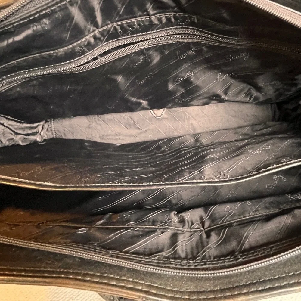 Scully Genuine Leather Brown Black Briefcase Work Bag Distressed Patina